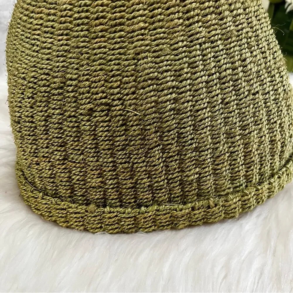 NEW Pottery Barn Seagrass Raffia Flower Planter Basket Limited Edition LG NWOT